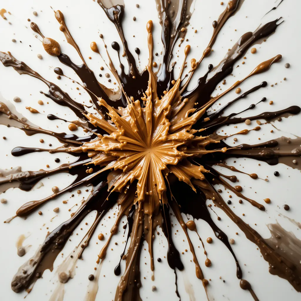 Aerial splash of creamy peanut butter across surface