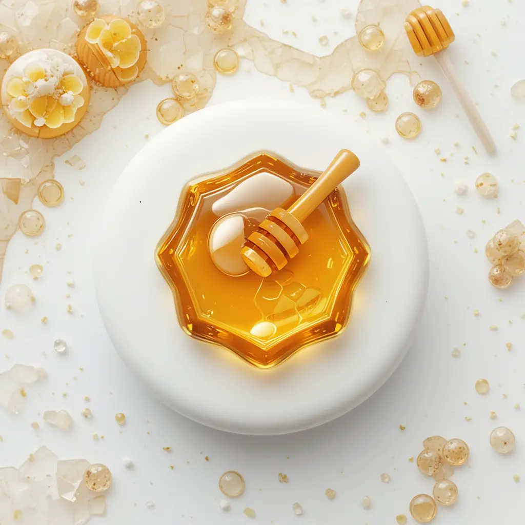 Cute honey 3d logo in minimalist top view design