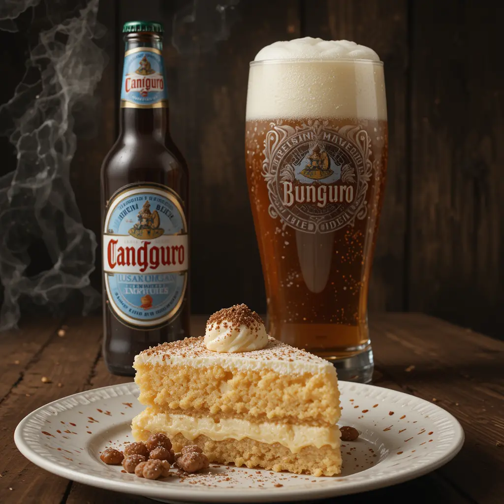 Man Eating Kangaroo Dish With A Giant Beer