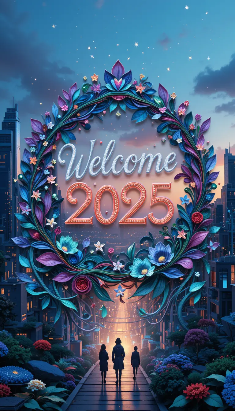 Futuristic city at dusk with vibrant paper quilling art