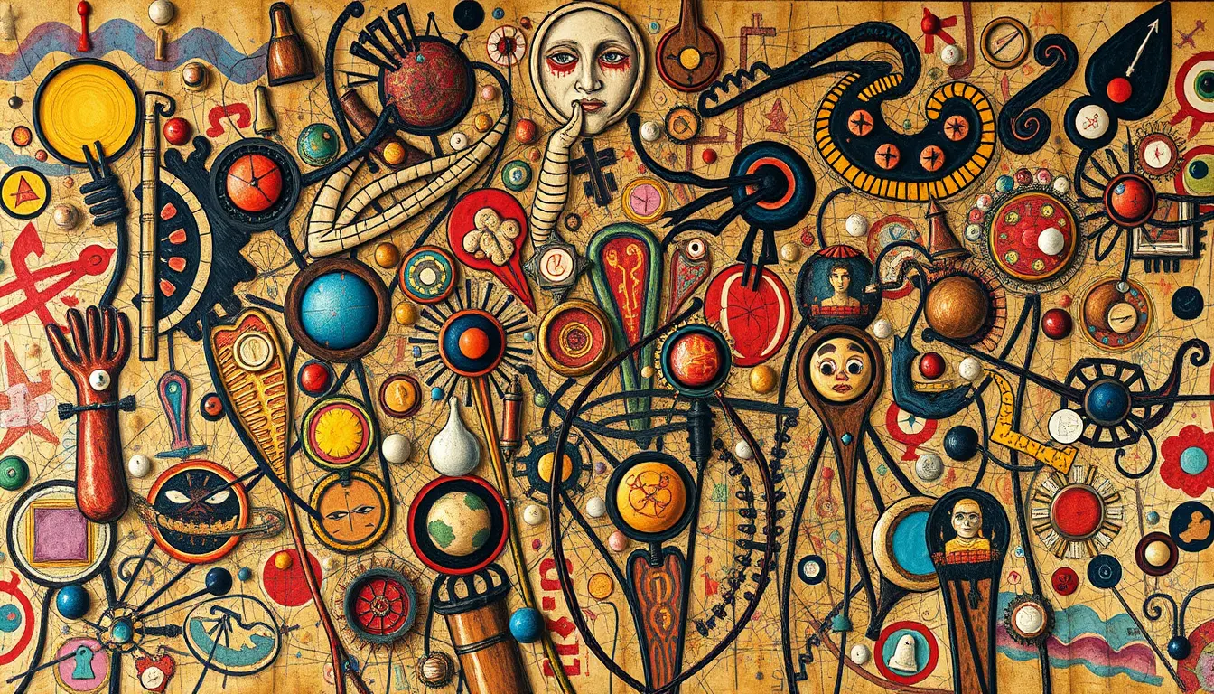 Chaotic Abstract Oil Painting With Organic Scribbled Forms