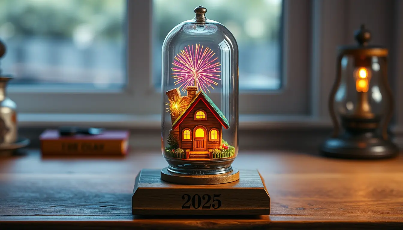 Antique Glass Vacuum Tube With Fireworks Inside On Desk