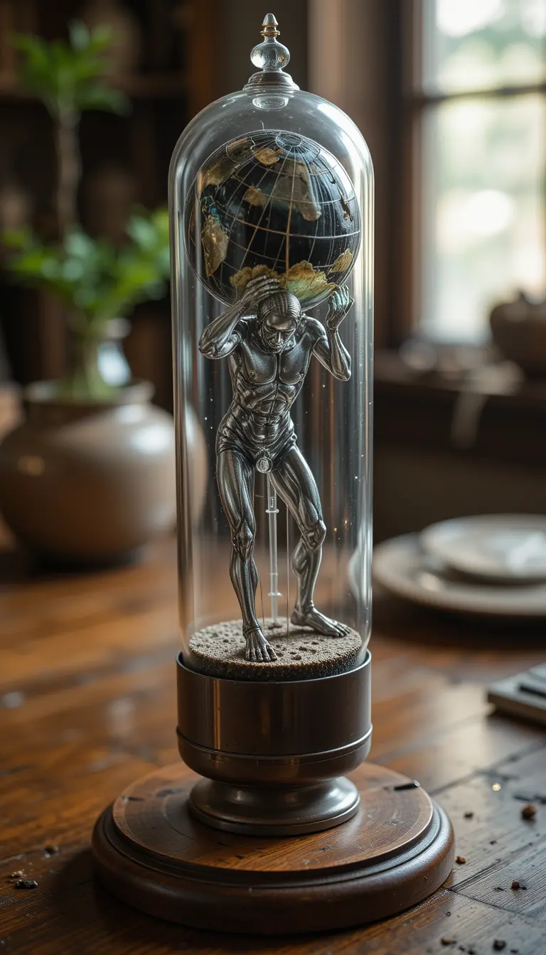 Antique glass vacuum tube displayed on wooden desk