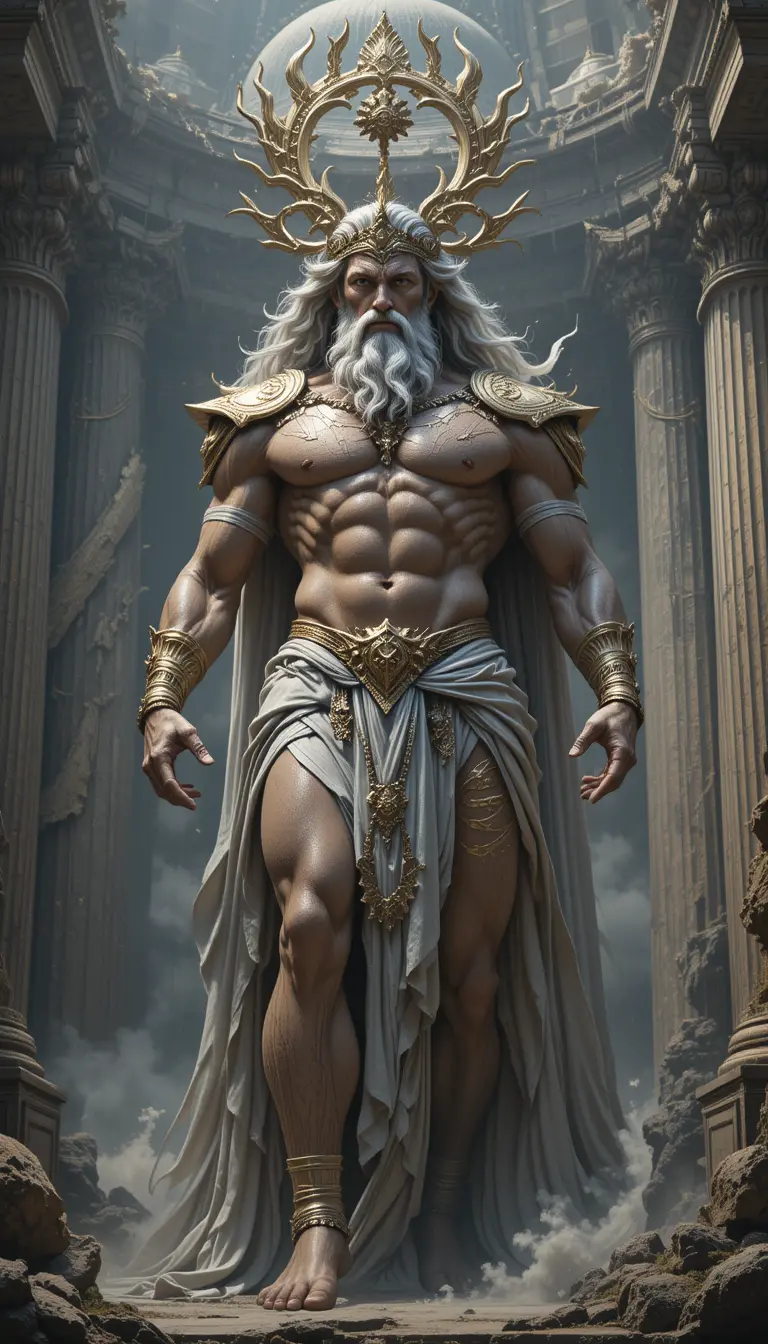 Majestic mythical character in a grand fantasy landscape
