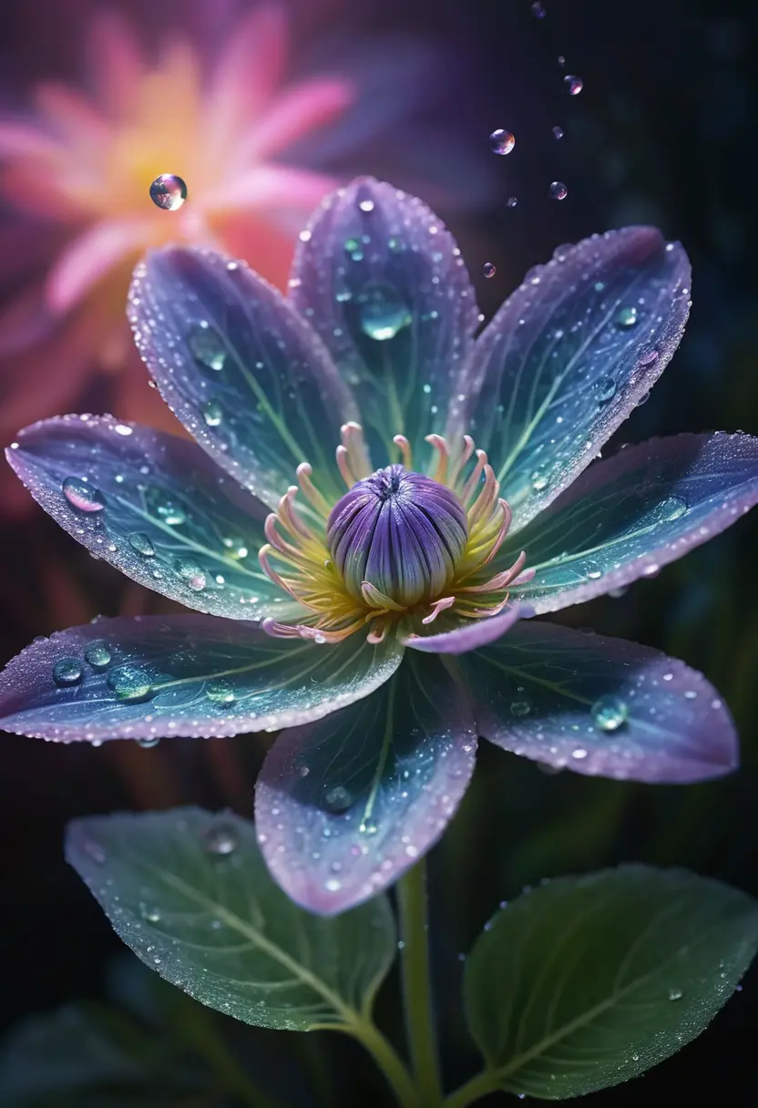 Otherworldly glowing flower in surreal anime style