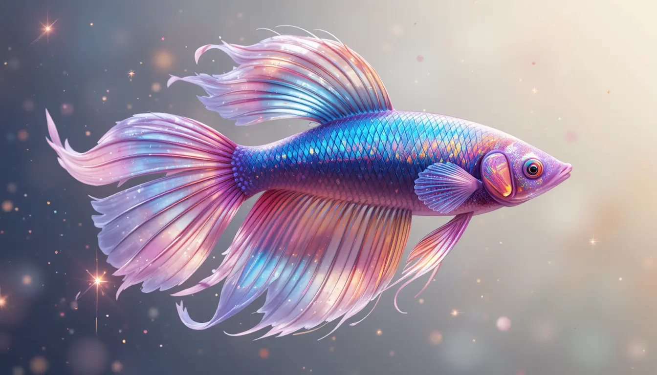Colorful betta fish illustration with flowing transparent fins