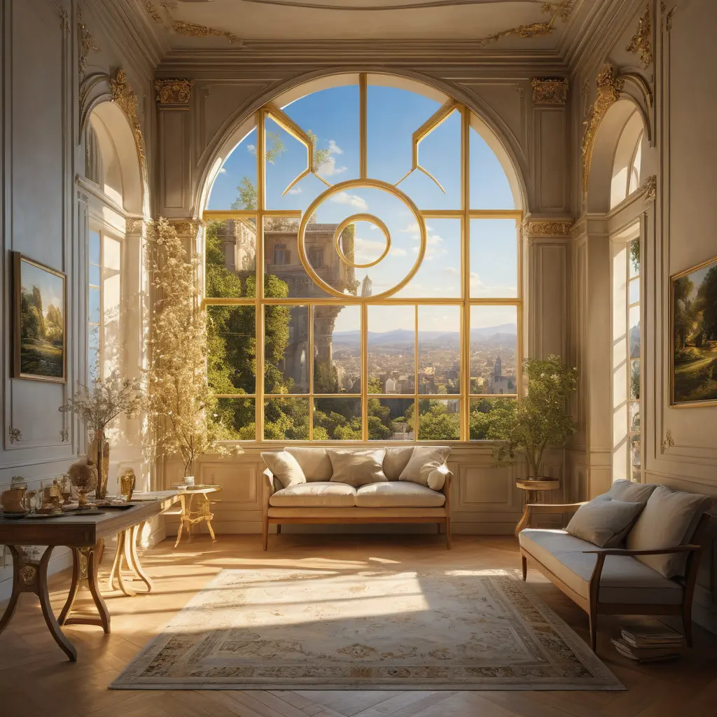 Enchanting fine art painting with sunlight and golden ratio
