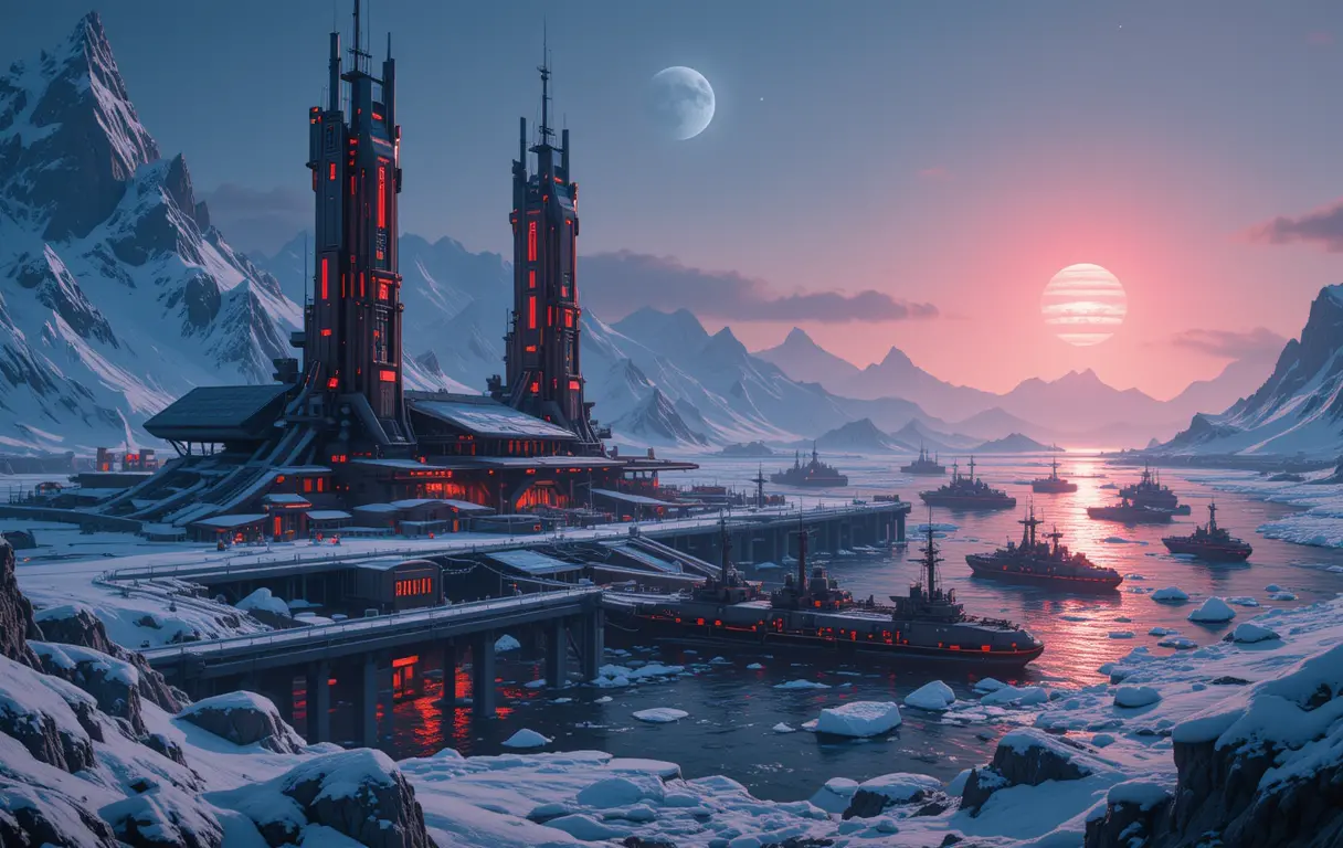 Futuristic Artemis Station On The Edge Of An Icy World