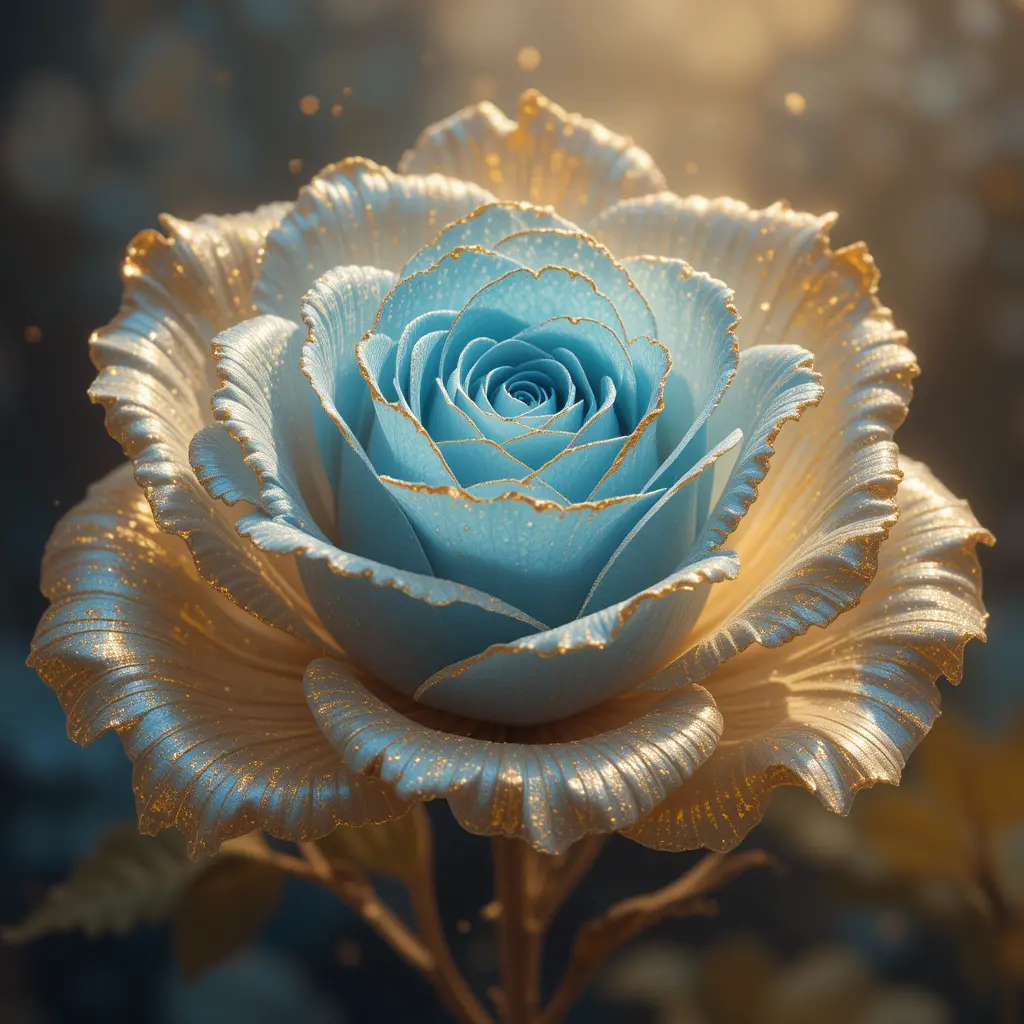 Majestic blue rose in a field of flowers