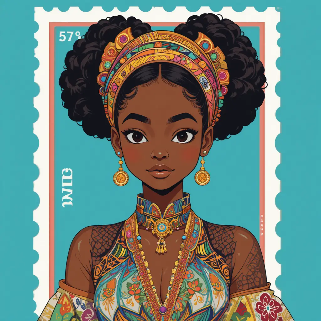 Anime portrait of a stylish dark skinned woman