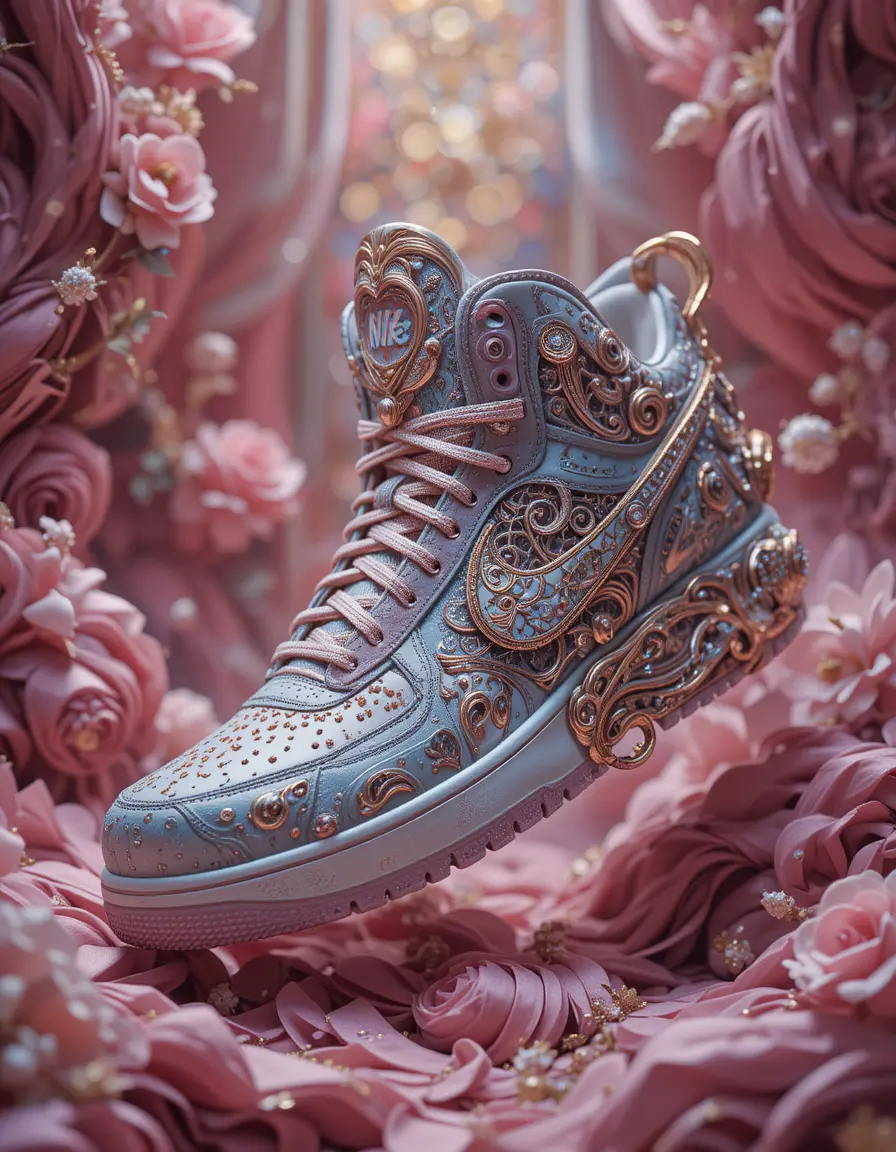 Luxurious digital illustration of a cinematic nike sneaker