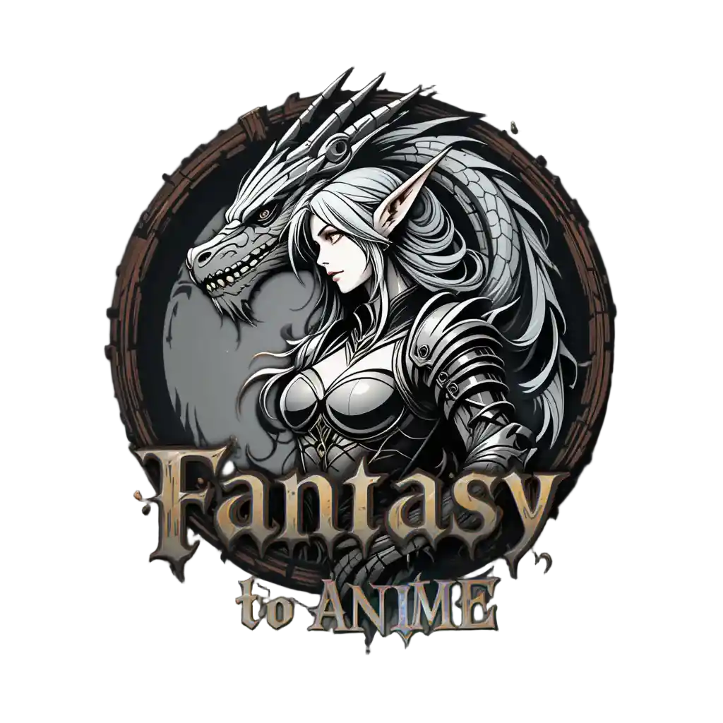 Fantasy dragon logo with anime elf profile design
