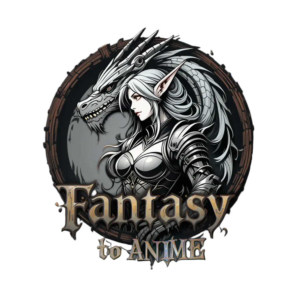 Fantasy dragon logo with anime elf profile design