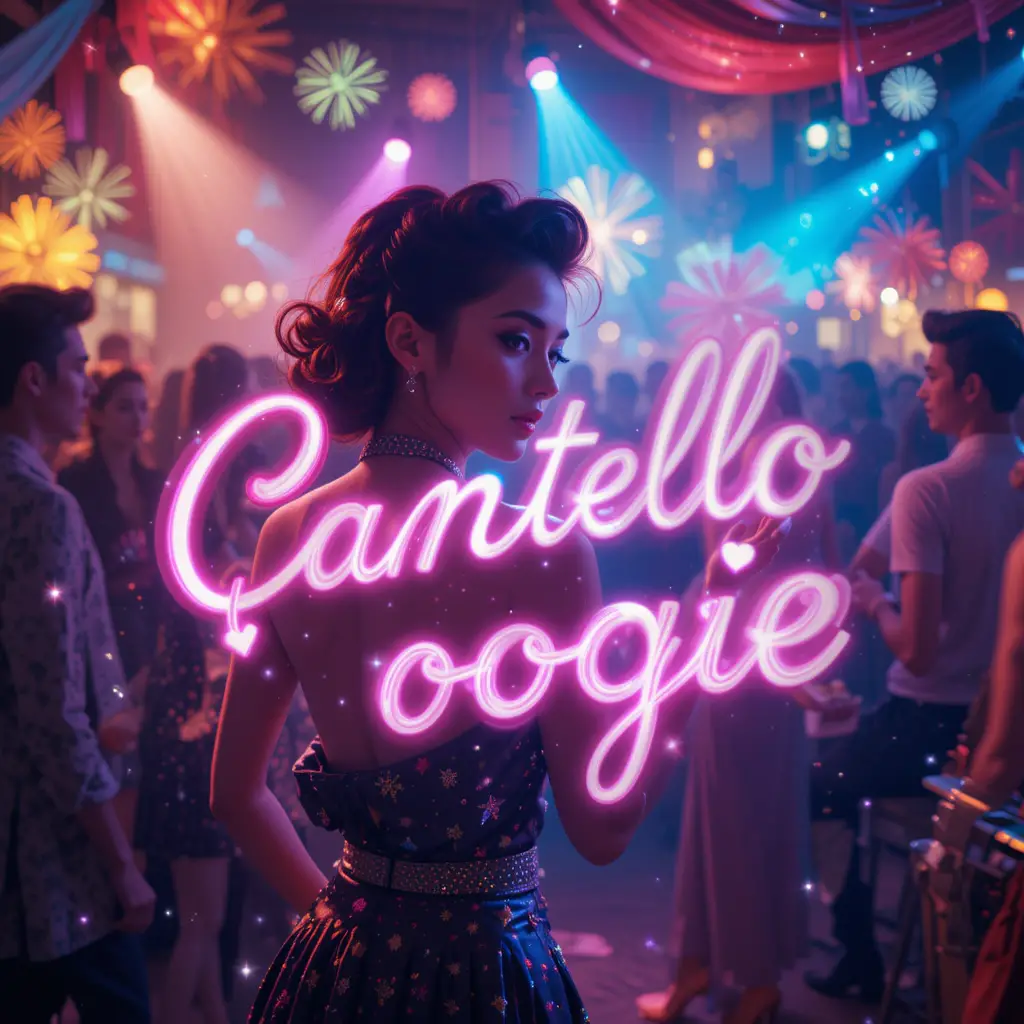 Fifties dance party in a lively vintage dance hall