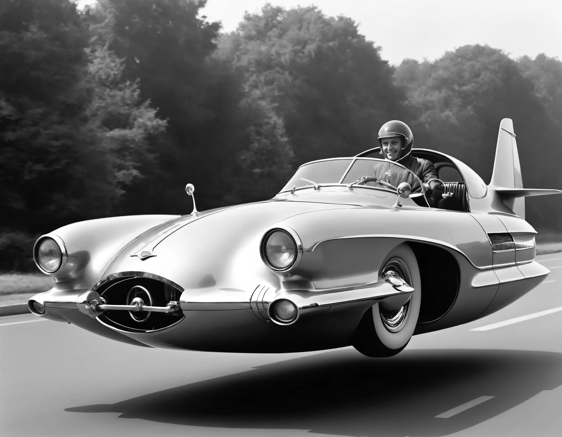 Retro flying personal vehicle with leather seat design