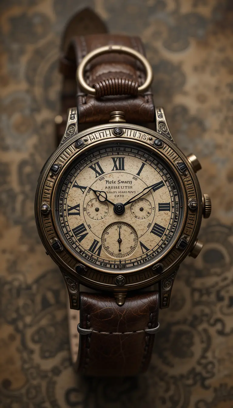 Antique Nuremberg watch with ornate bronze case and strap