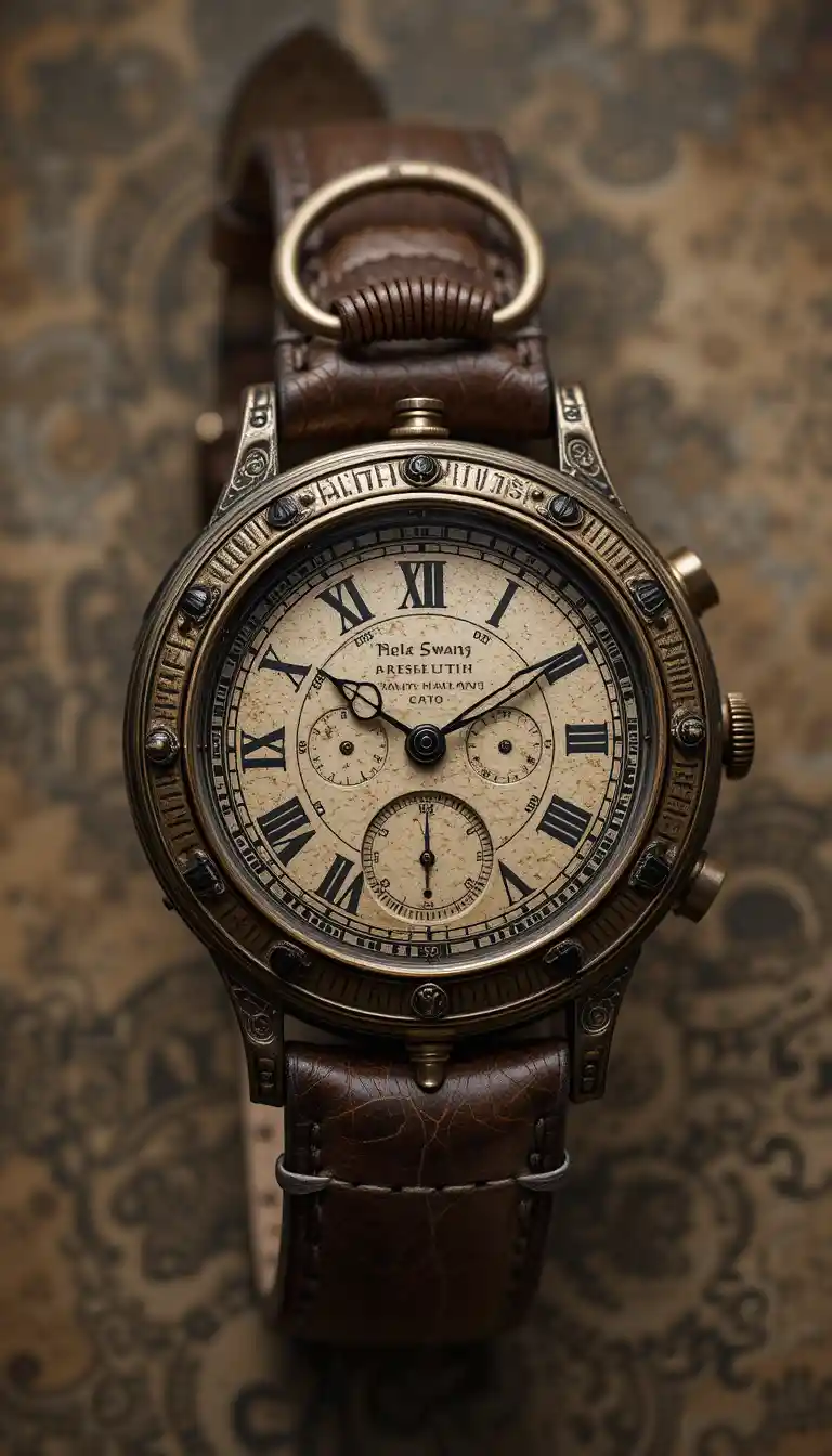 Antique Nuremberg watch with ornate bronze case and strap