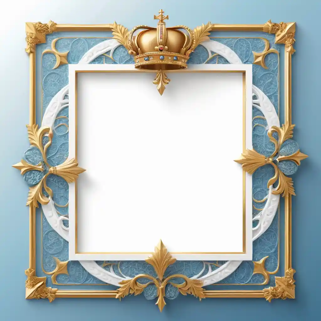 Luxurious mystical vertical Instagram frame in gold and blue