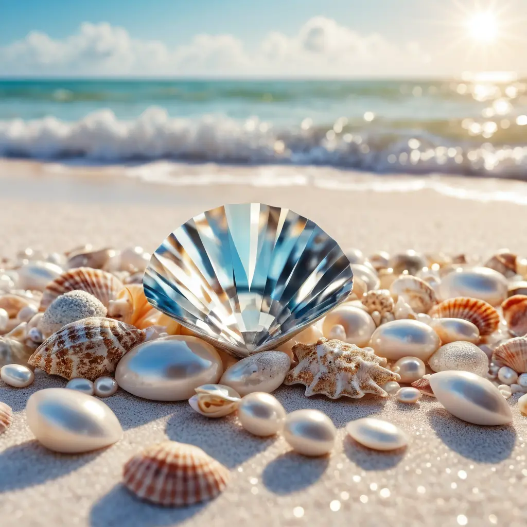 Harmonious Shells And Pearls On A Tropical Beach