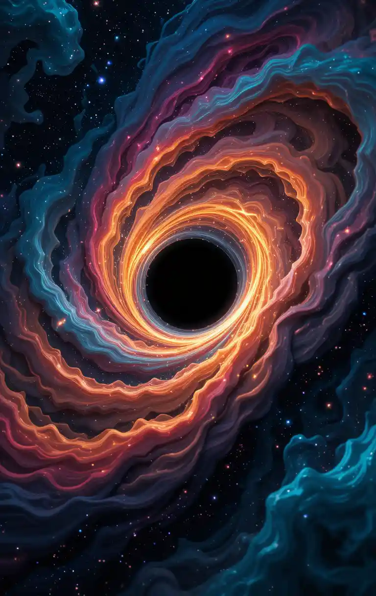 Vibrant swirling black hole in deep cosmic space
