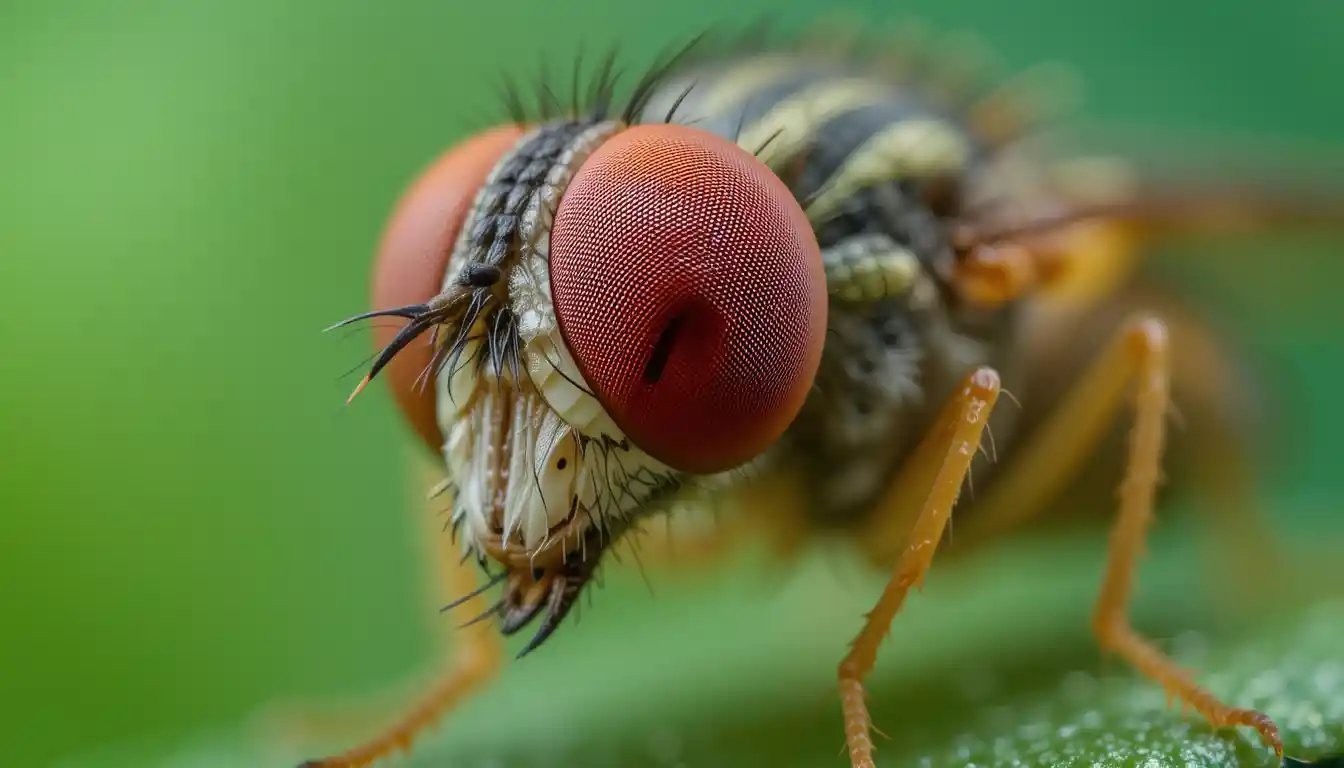 Macro close up of a fruit fly compound eye detail