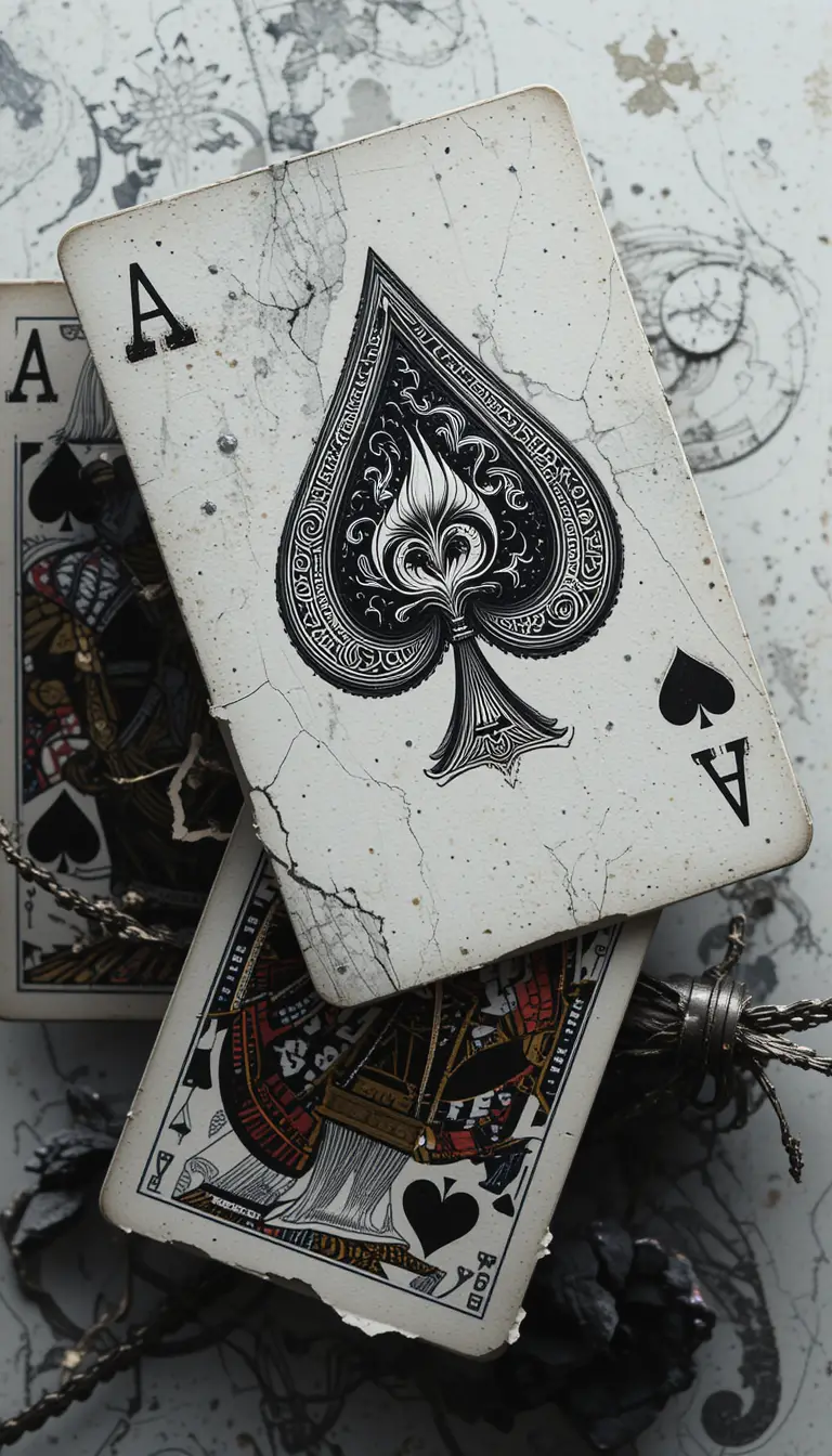 Ace of spades with vintage high contrast card art
