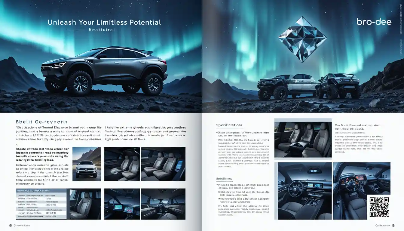 Futuristic off road luxury vehicle under glowing aurora sky