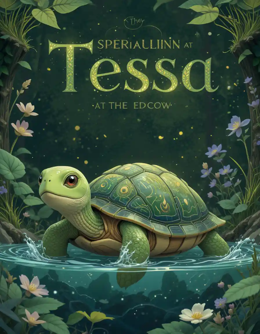 Wise turtle guide moving calmly through nature