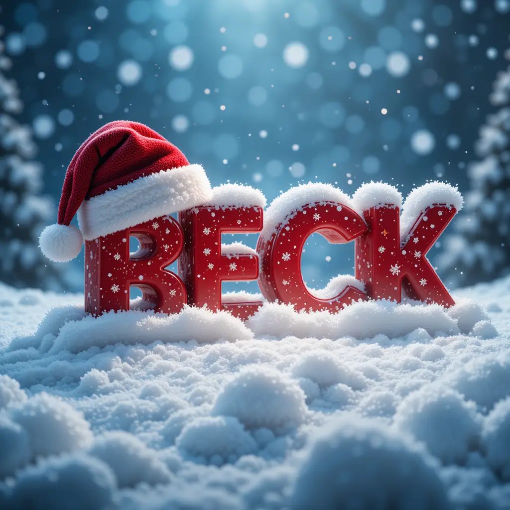 Festive snowy logo design with santa hat lettering