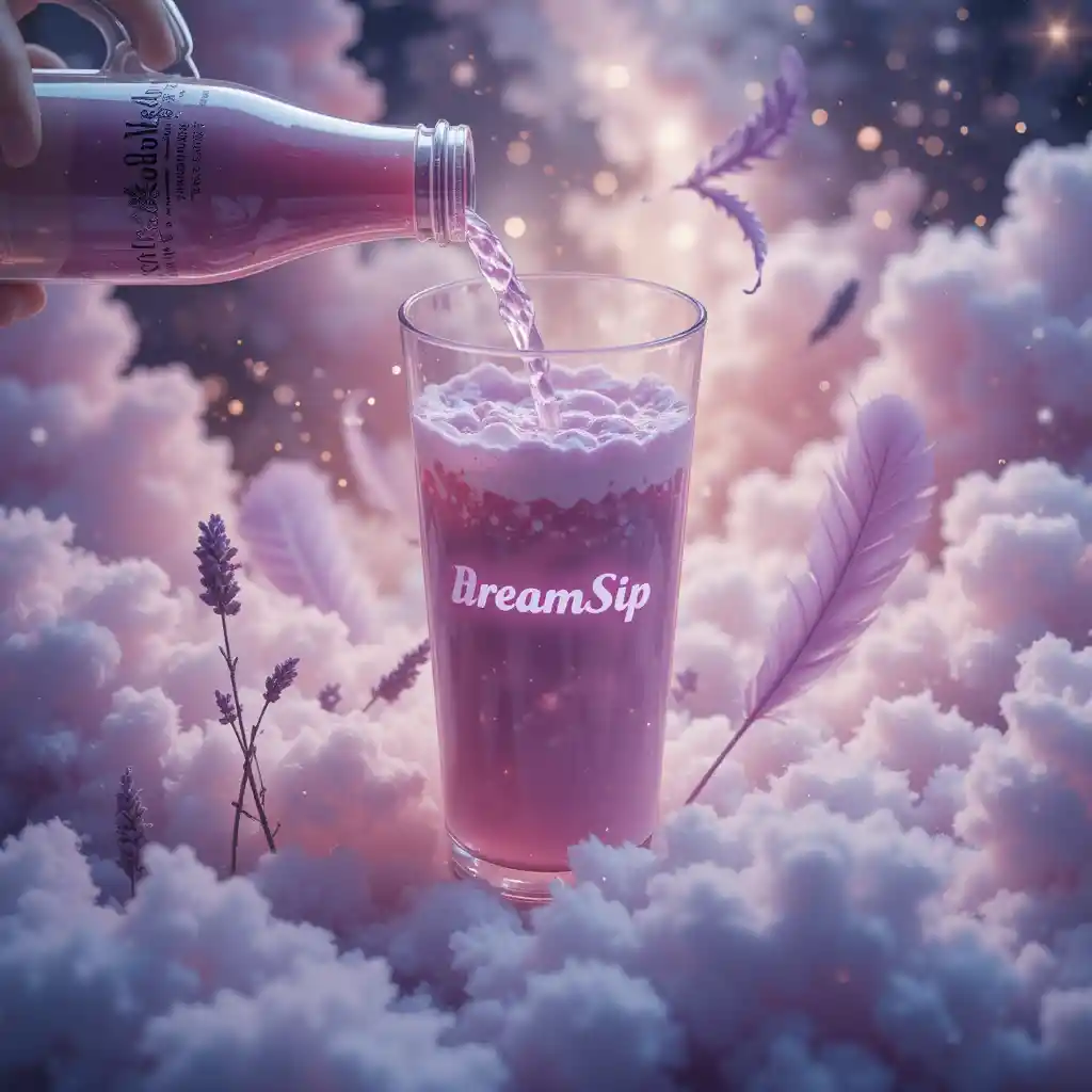 Dreamy pink lavender drink poured in cinematic motion