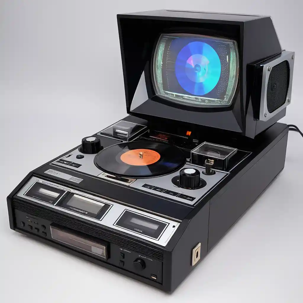 Futuristic multimedia device with screens and media slots