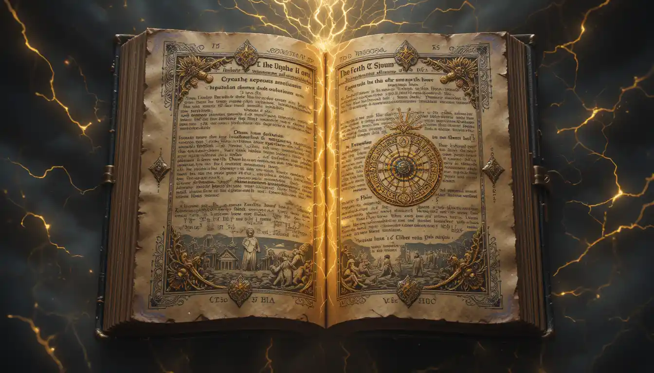 Ancient glowing book of life as a mystical grimoire