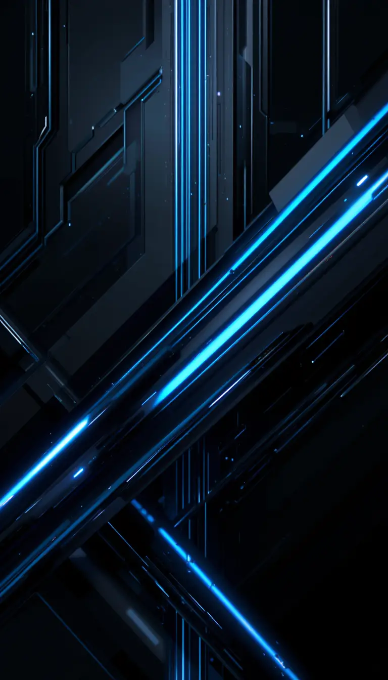 Futuristic black phone wallpaper with neon geometric design