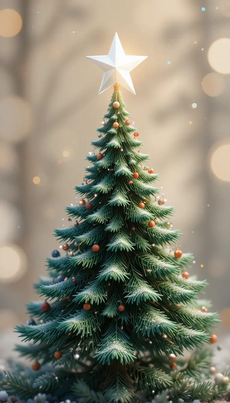 Isometric 3d Christmas tree figurine with star on top