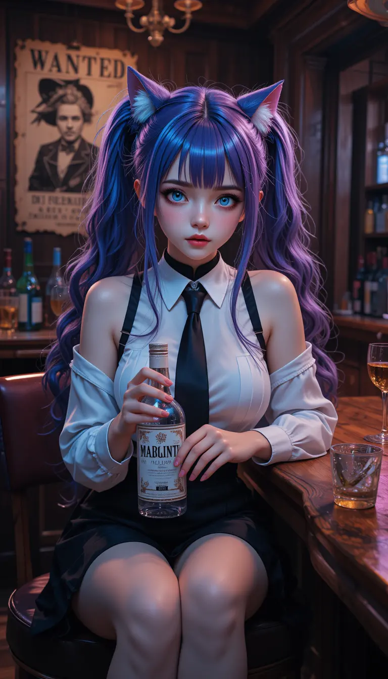 Wanted style collage poster with crow at the bar