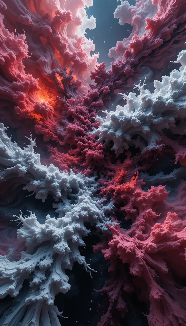 Abstract fractal nebula of swirling red cosmic clouds