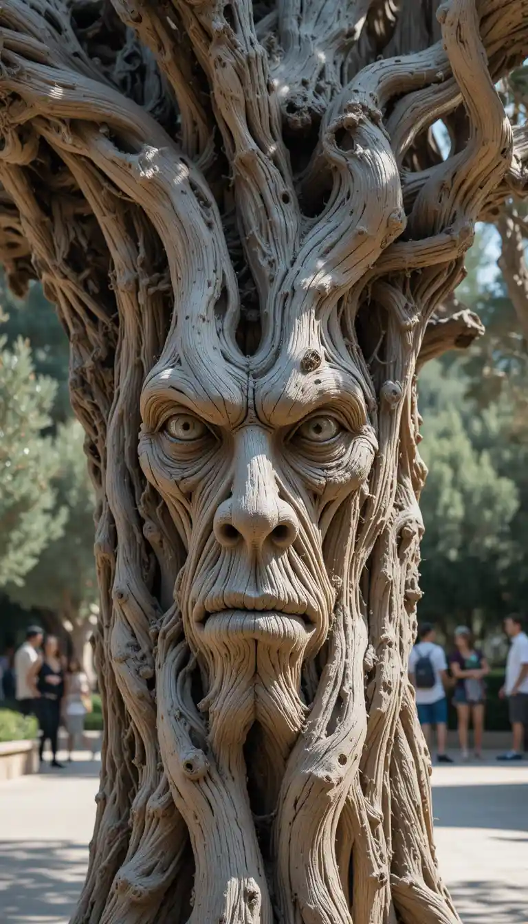 Textured close up of an ancient olive tree trunk