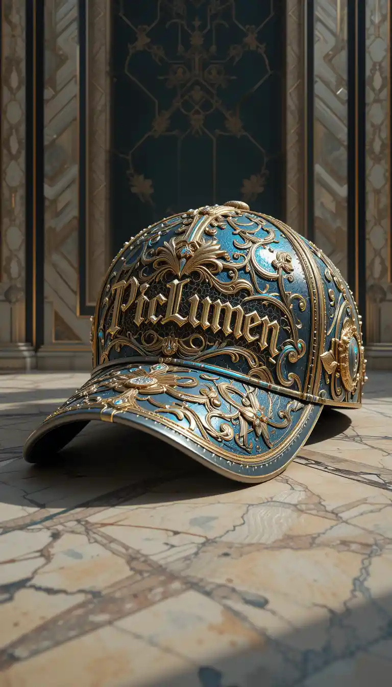 Baroque luxury baseball cap digital fashion illustration