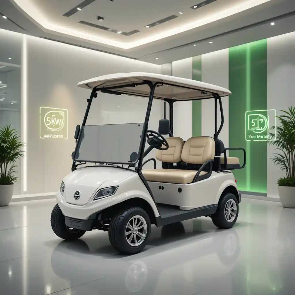 Luxury electric golf cart in modern minimalist showroom