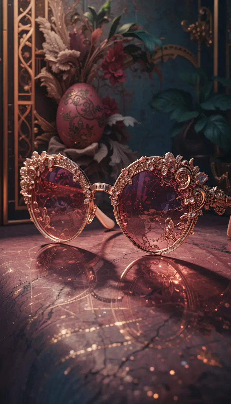Illustrazione di Moda Digitale con Lussuosi Occhiali Rosa