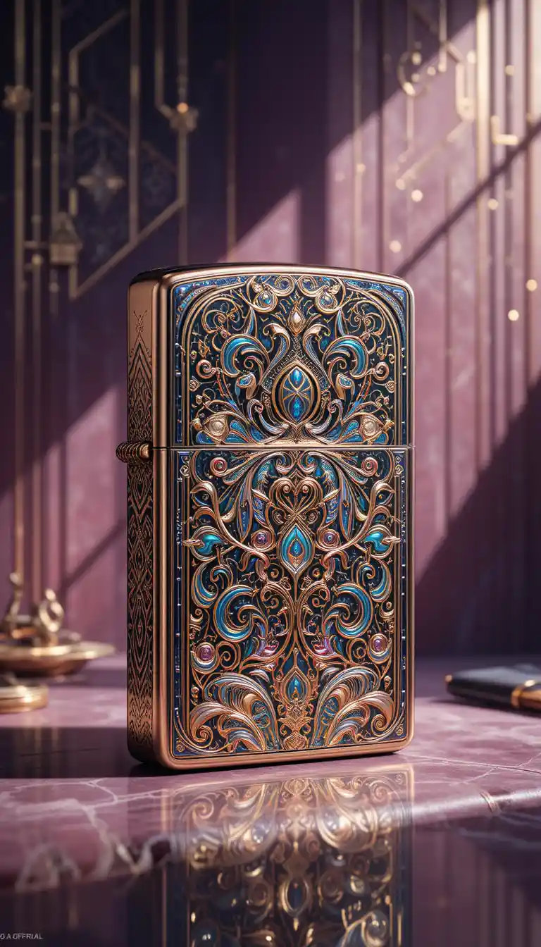 Arabesque luxury lighter as sculptural digital illustration