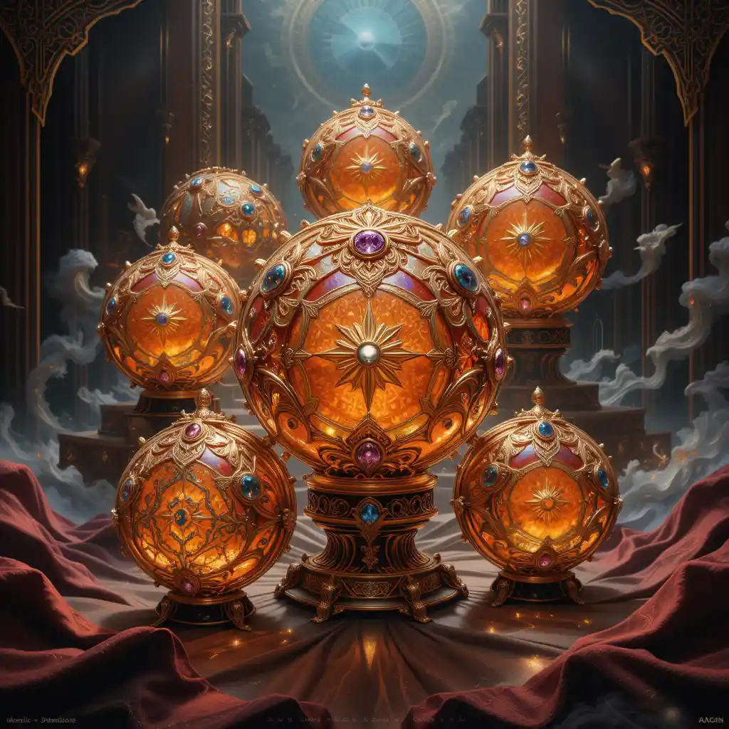 Mythical crystal spheres styled as luxurious fashion icons