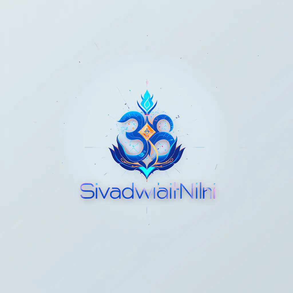 Futuristic Hindu logo with abstract blue and orange symbol