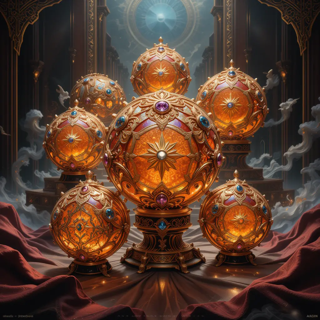 Mythical crystal spheres styled as luxurious fashion icons