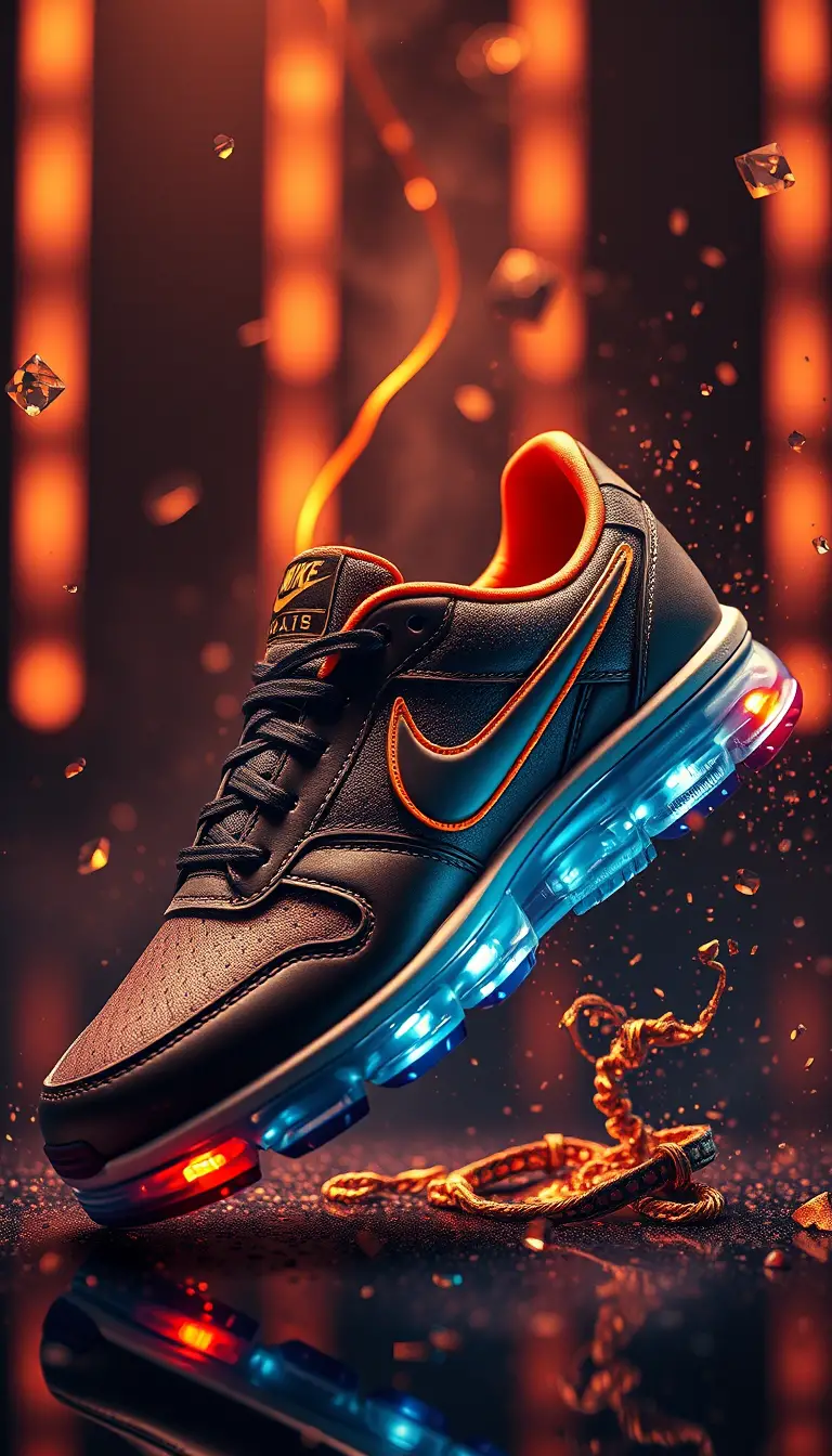 Luxury nike sneaker product shot in modern cinematic style