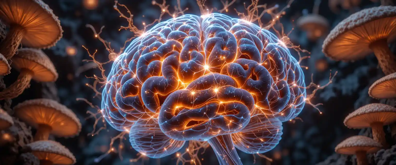 Glowing neurons rewiring inside a human brain