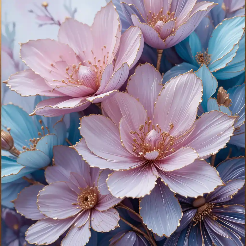 Elegant floral close up in pastel alcohol ink style