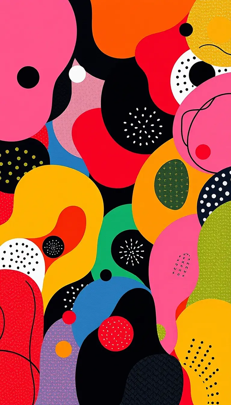 Colorful abstract composition of flowing organic shapes
