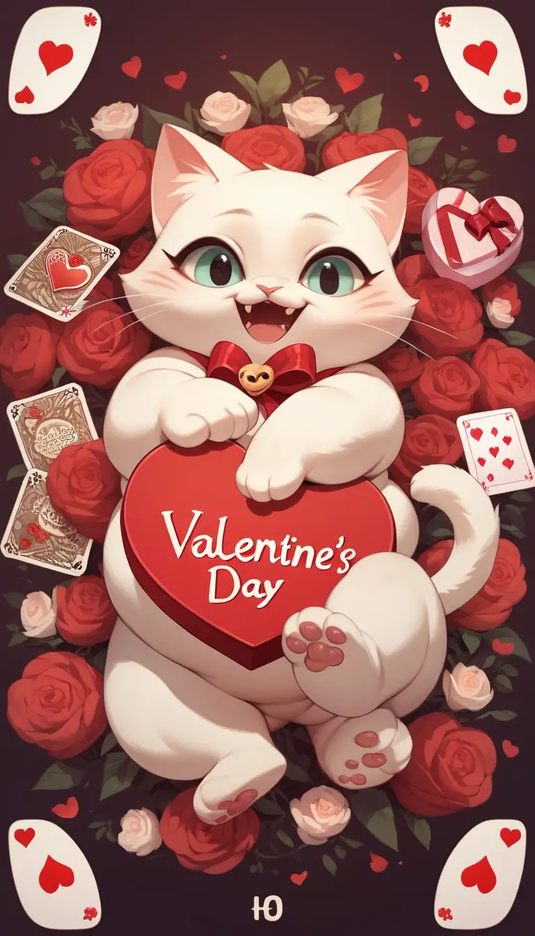 Cute cartoon cats on a happy valentines day card