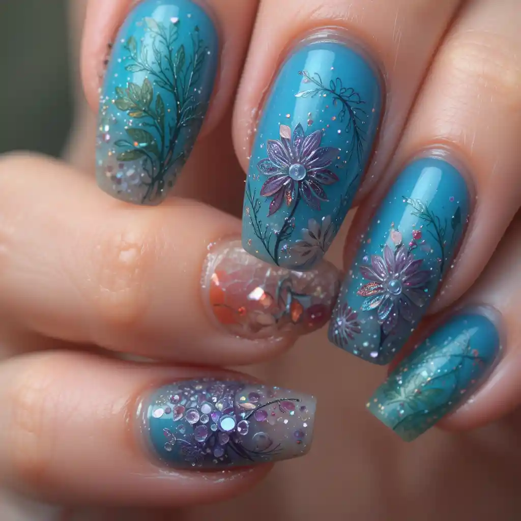 Close up of beautiful manicured nails in focus